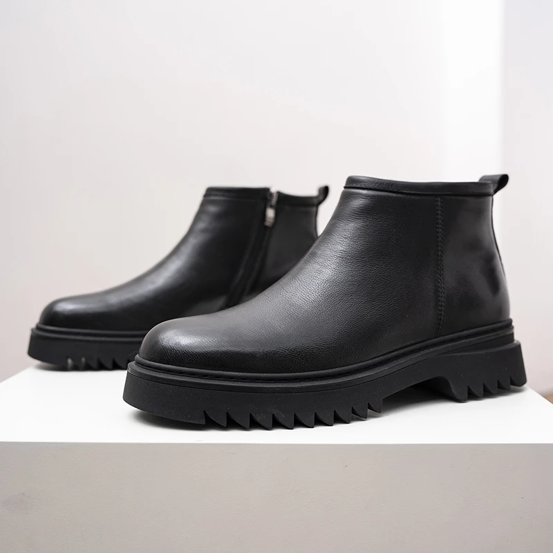 男士休闲马丁靴百搭时尚潮流加绒冬季款厚底圆头秋冬英伦风