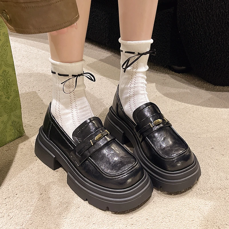 【柯诗鸟】乐福鞋女2025春季新款时尚复古厚底气质学院风休闲小皮鞋