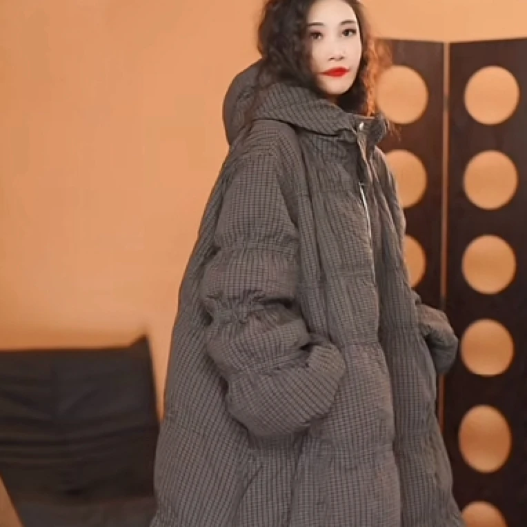 2024冬季新款时尚休闲连帽棉服百搭复古宽松厚冬季设计感ins慵懒