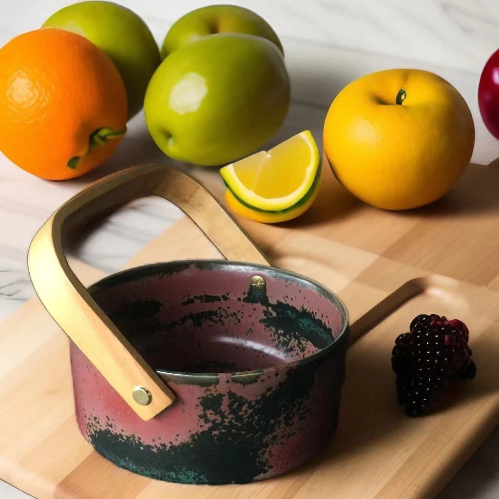 卢钧炭烧釉下彩商用陶瓷网红大号韩式创意果篮纯手工