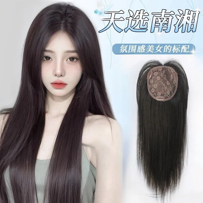 【不用发网直接戴】头顶假发片隐形中分刘海长卷发羊毛卷仿真发补发