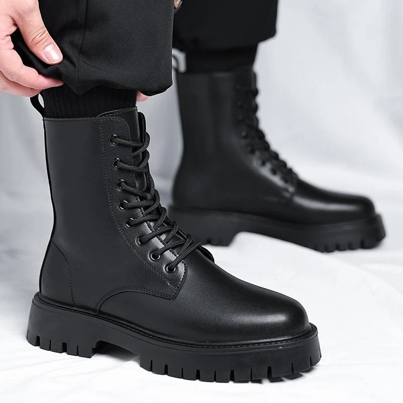 马丁靴男士英伦风高帮靴子夏季新款中帮皮鞋工装切尔西短靴8228-R