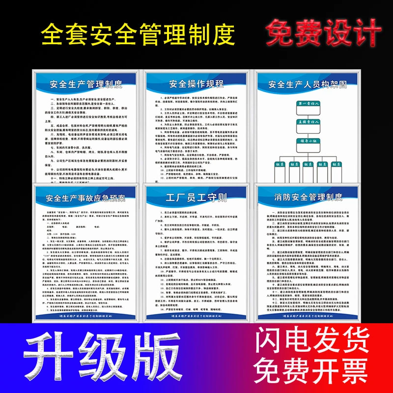 安全生产管理制度牌公司规章制度标识牌KT板车间消防展板仓库挂图
