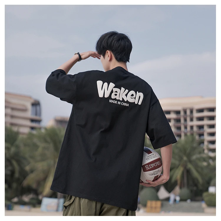 【MOSS直播款】260g重磅纯棉发泡印花短袖t恤夏季潮流百搭半袖上衣