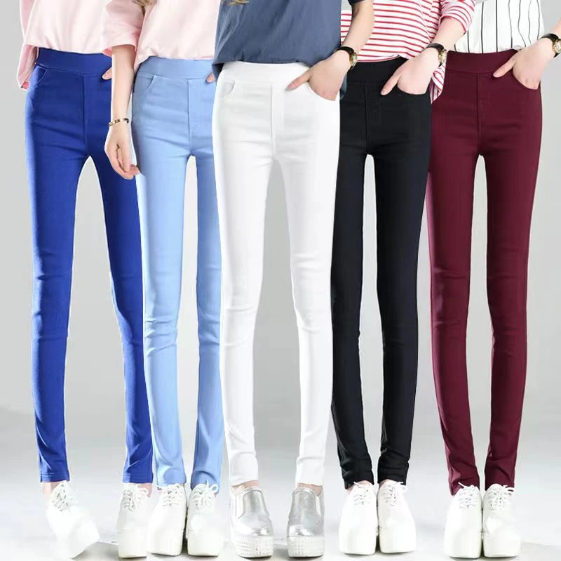 显瘦打底裤春秋弹力外穿休闲韩版白色紧身小脚裤九分修身铅笔女裤