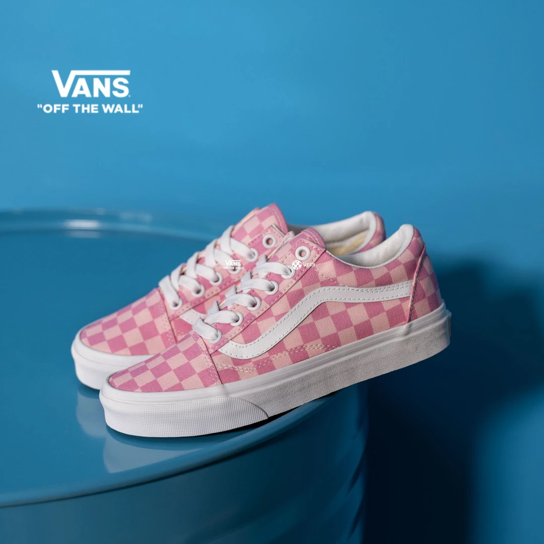 VANS范斯官方 Old Skool粉白棋盘格休闲百搭帆布鞋Q2JZY2