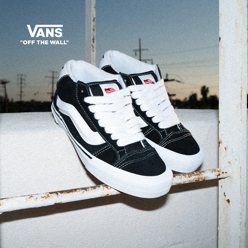 VANS范斯官方 Knu Mid黑色复古风胖胖男女板鞋面包鞋CQ96BT