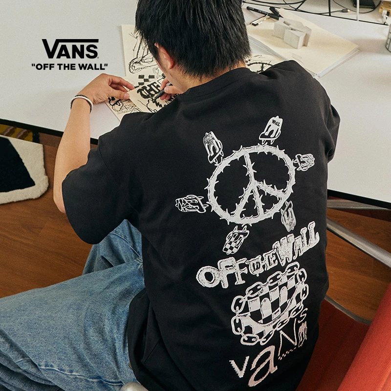 VANS范斯官方 亚洲艺术家联名时尚印花户外短袖T恤VN000HA9BLK