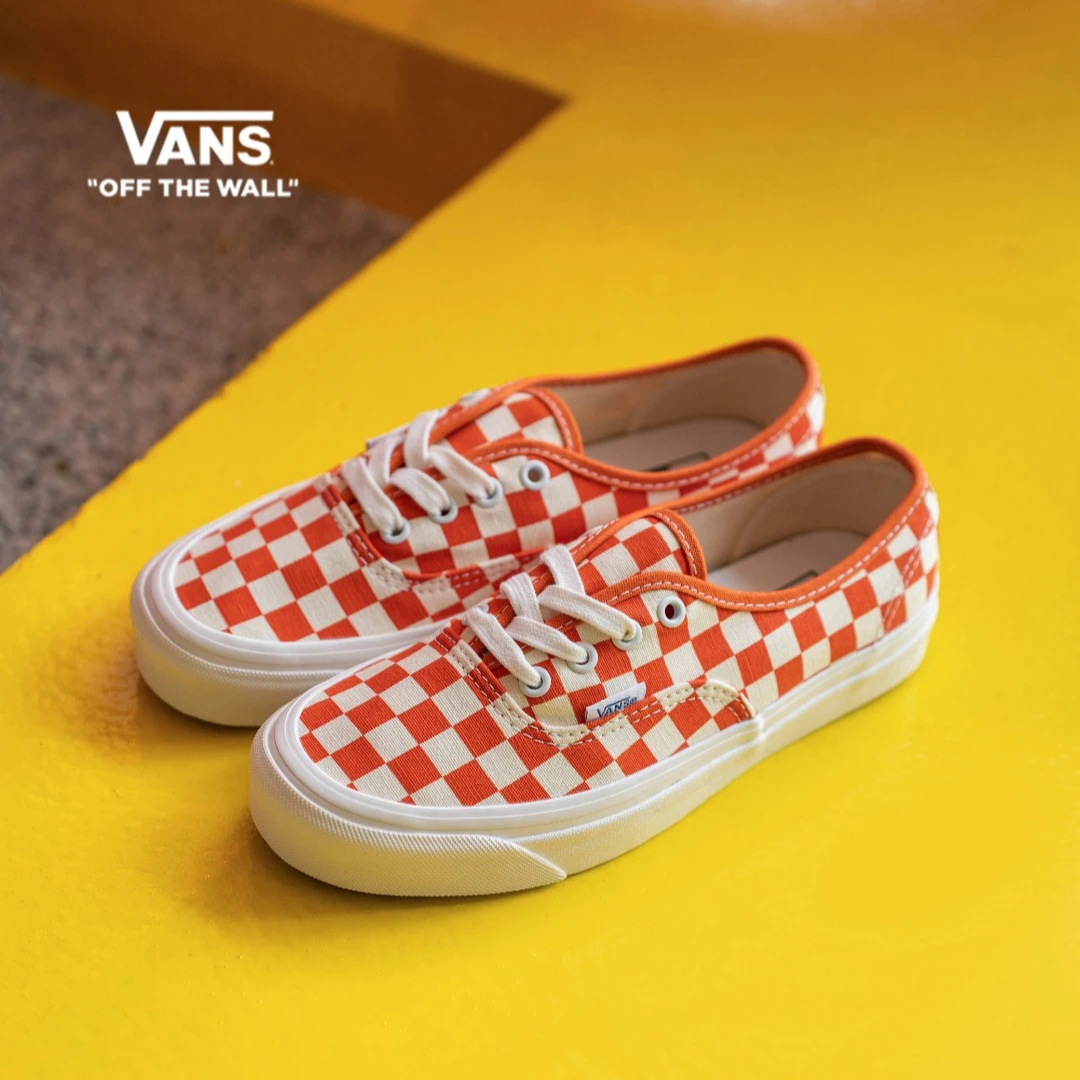 VANS范斯官方 Authentic 橙色棋盘格安纳海姆帆布鞋VN0A5KX4BTO