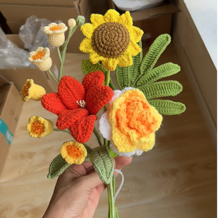 直播连麦选花，毛线手工花