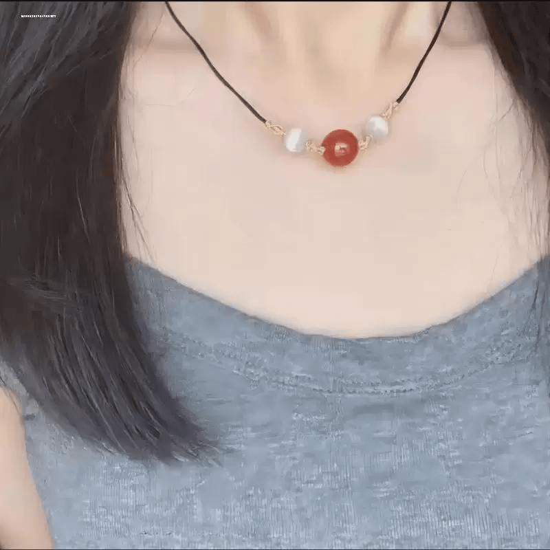 清冷礼物简约相思豆吊坠绳转运珠新中式古风2024复古搭配小众项坠