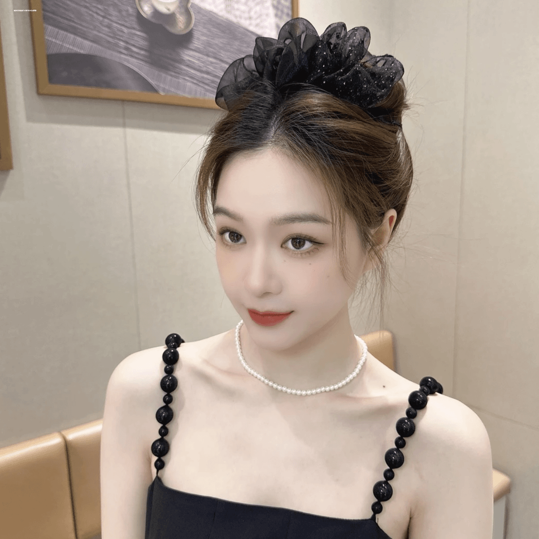 子蓓 双拼网纱抓夹头饰夹子气质小众盘发2024设计百搭发卡精致质感发饰