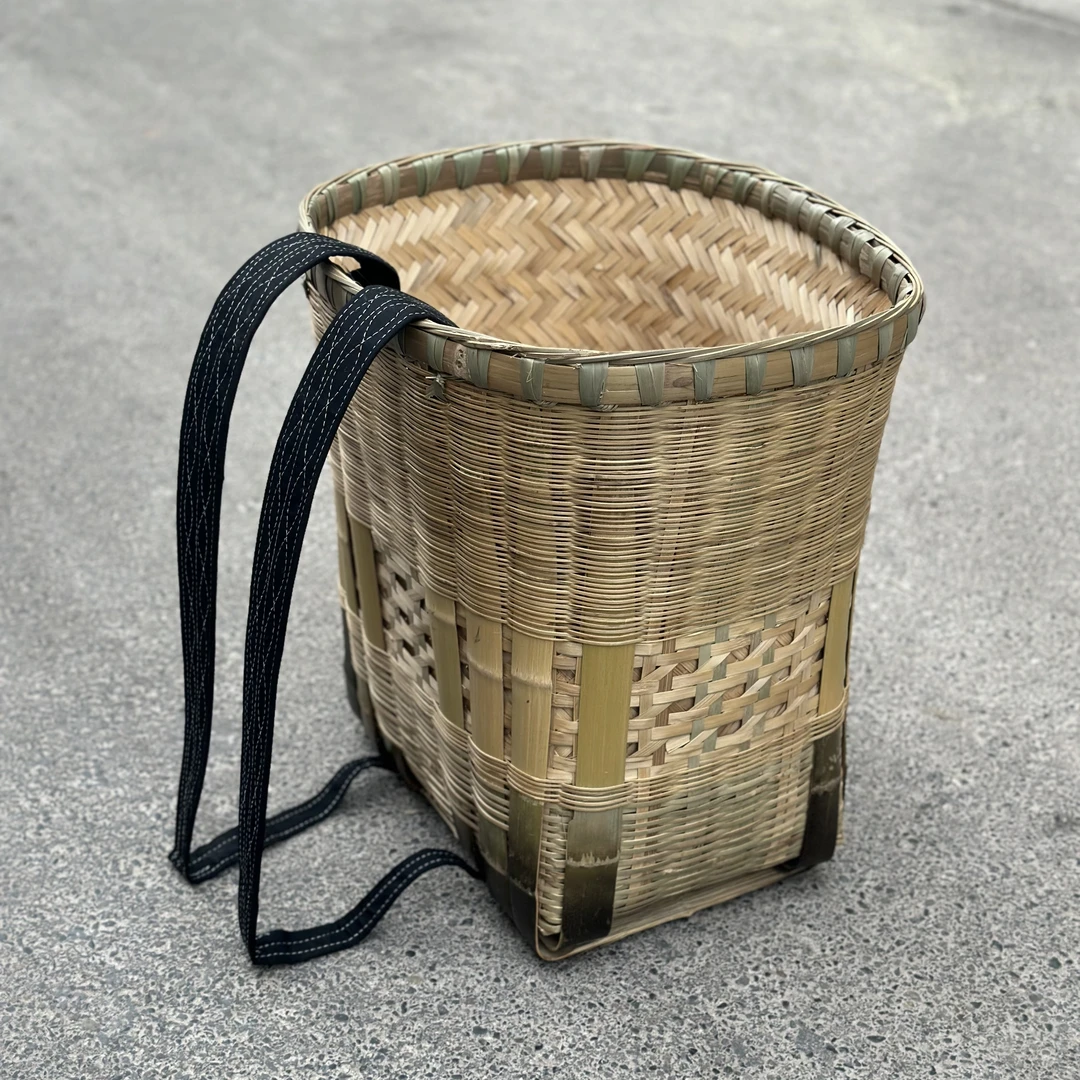四川双层夹背竹编背篓背篼背夹传统手工竹背筐竹制品大人家用买菜