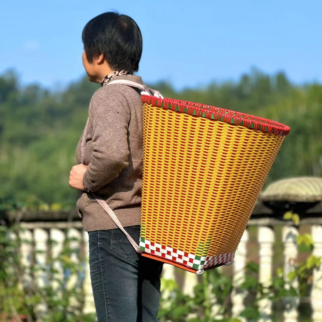 钢化塑料背篓成人大号采摘背篓赶集买菜舞蹈道具采茶收纳整理背筐