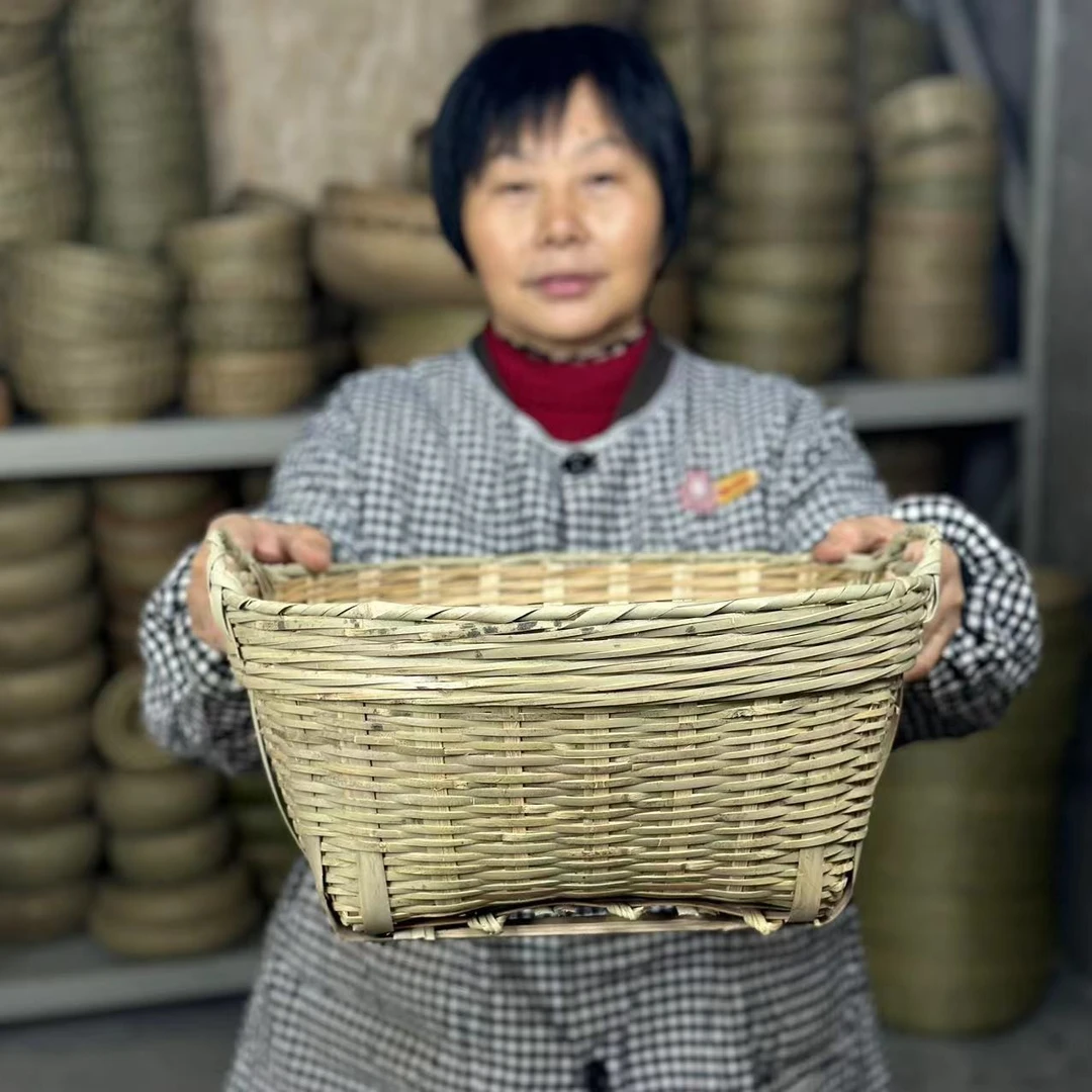 竹编竹篓箩筐鸡蛋筐枣筐火锅置物筐收纳筐超市干货筐簸箕装饰筐