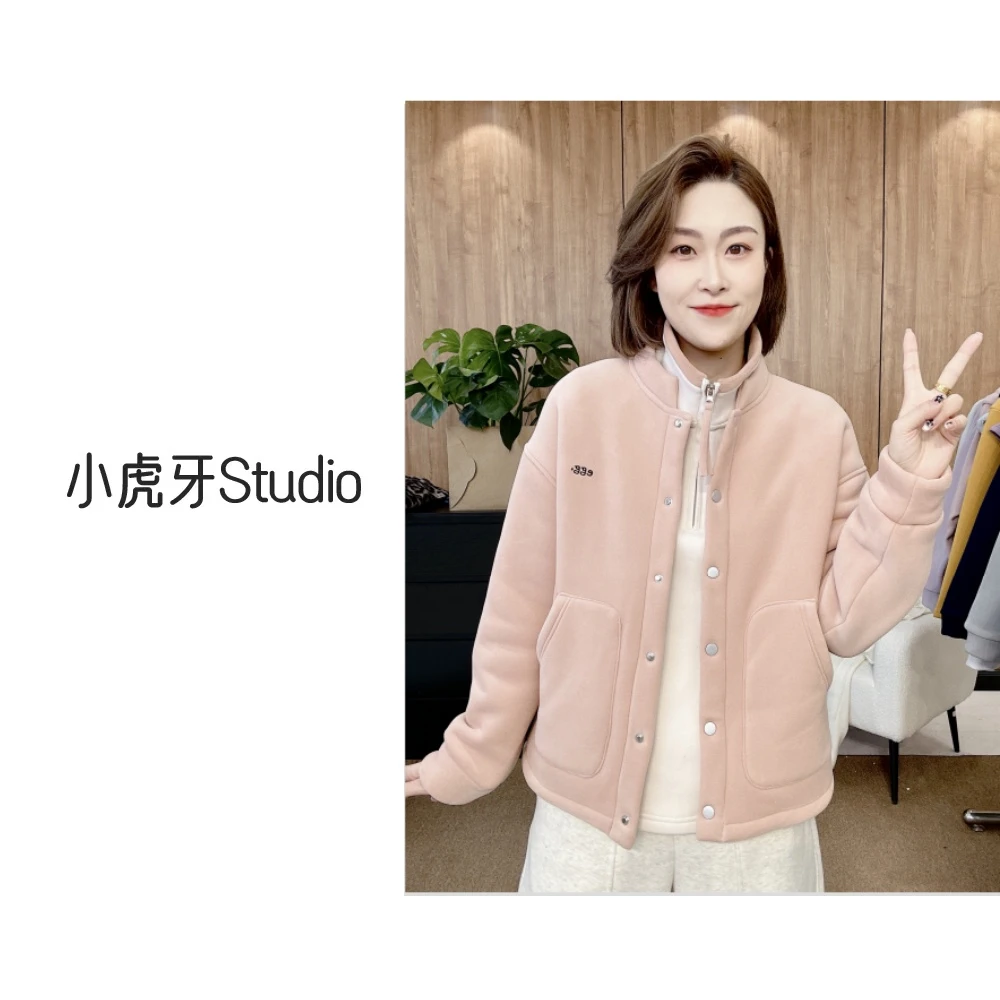 『小虎牙Studio』2024冬季新款加绒加厚石墨烯立领棒球服-F07