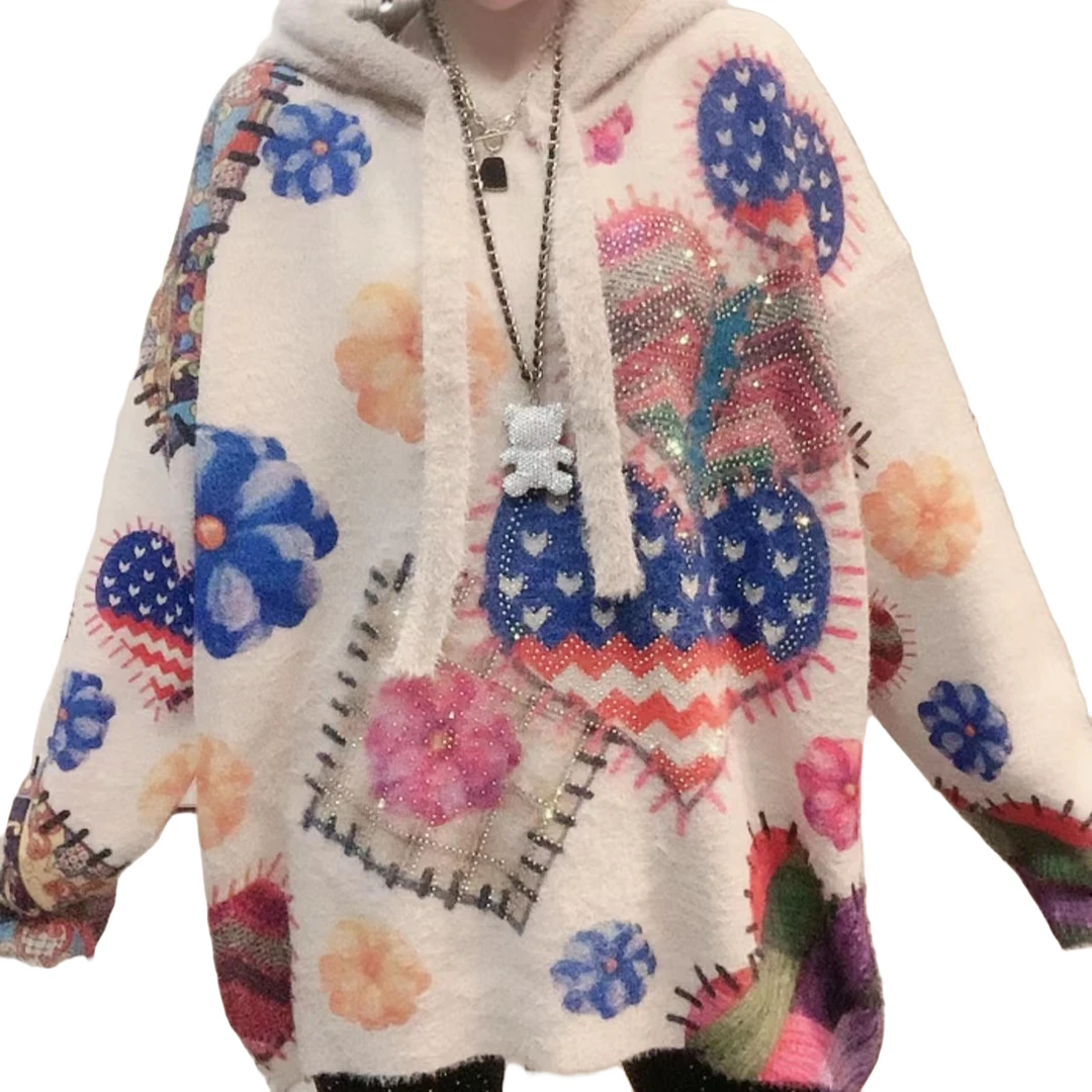 爱心（-秋冬款毛衣）【方一贝】欧货百搭时尚潮流烫钻好看长袖毛衣666