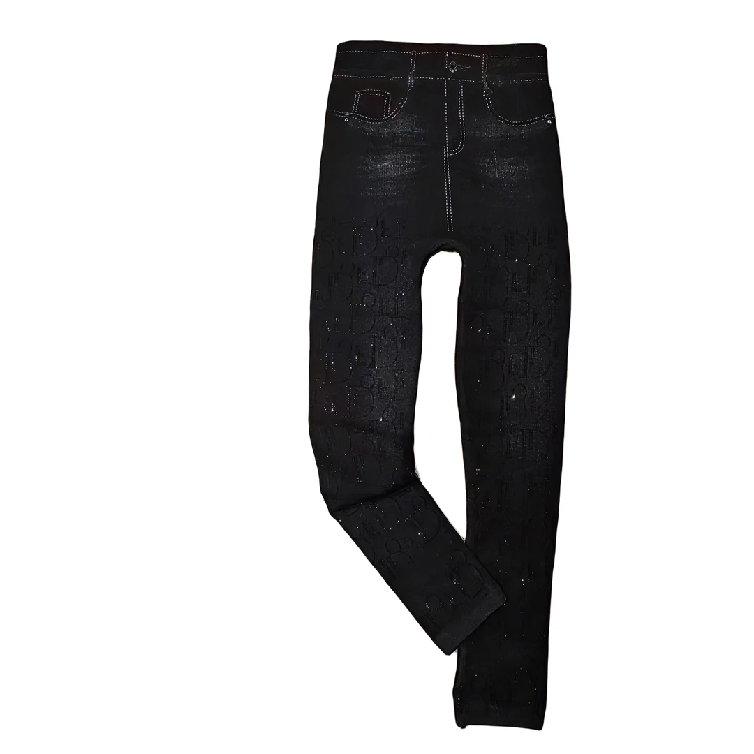 字母黑钻--仿牛仔欧货时尚潮流烫钻休闲百搭修身打底裤666666