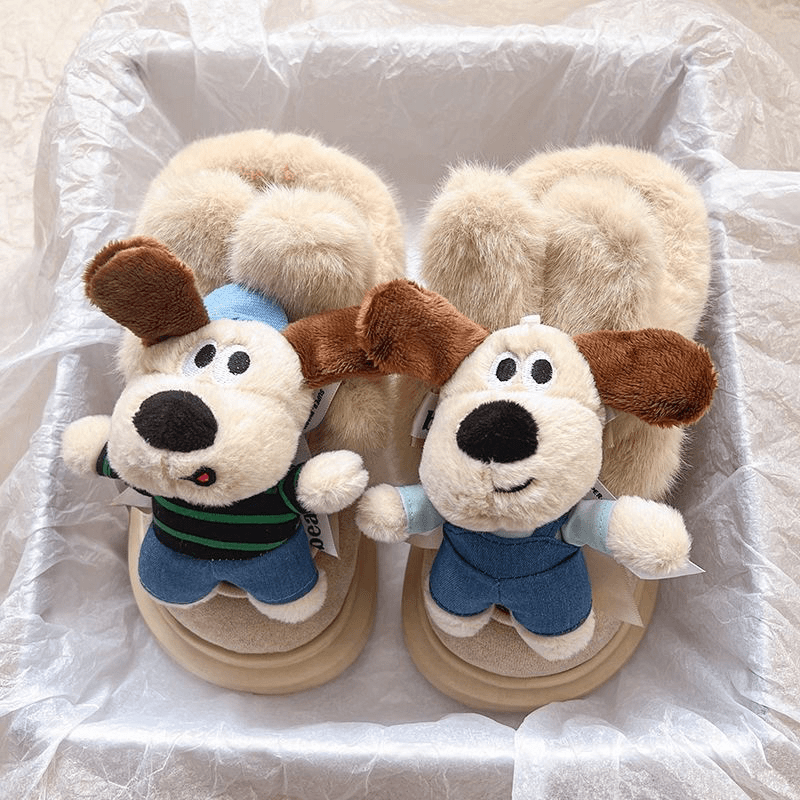 季回力休新款卡通可爱掌门狗加绒棉鞋女软乎乎超软厚底防滑雪地靴