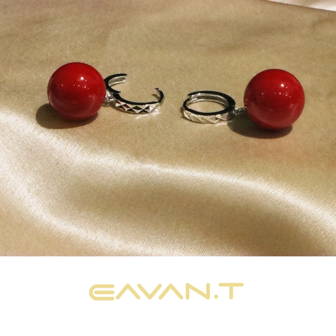 925银仿珍珠耳饰 Eavan.T气质轻奢小众红珠耳环