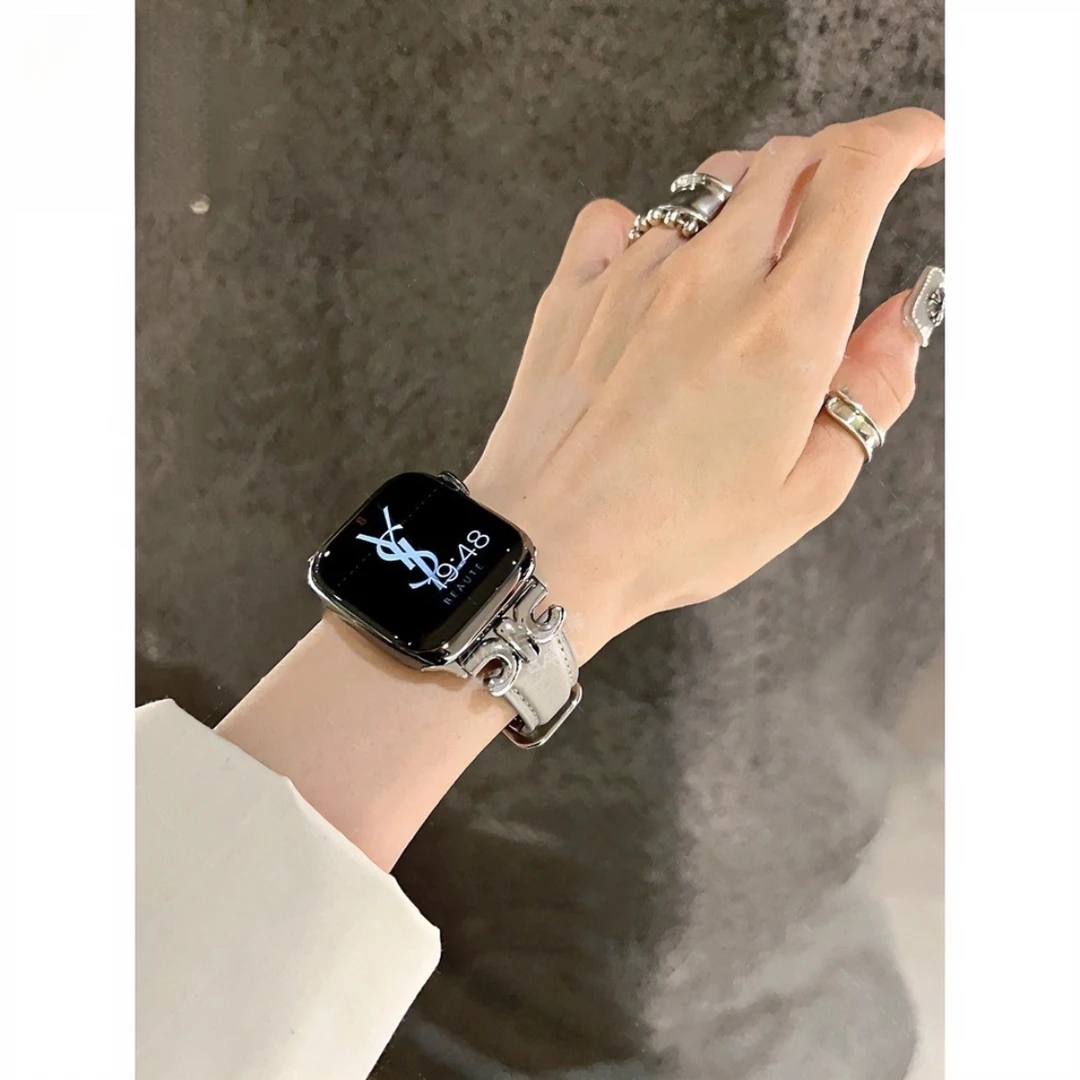 ins凯旋门适用Applewatch8新款真皮金属表带苹果手表765432小众se
