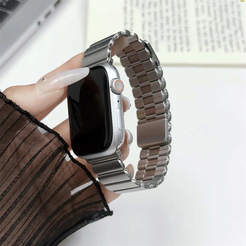 适用Apple苹果iwatchS9个性磁吸金属手表带S8765432SE代通用精钢