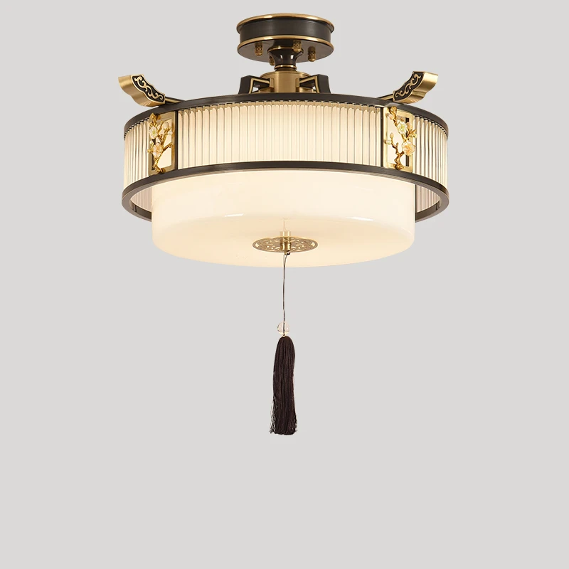 新中式吸顶灯全铜卧室玄关走廊简约现代圆形led禅意书房阳台灯具