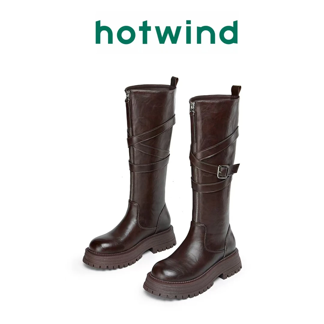 Hotwind/热风2024雅丹风秋冬季新款时尚复古时装靴百搭休闲长靴