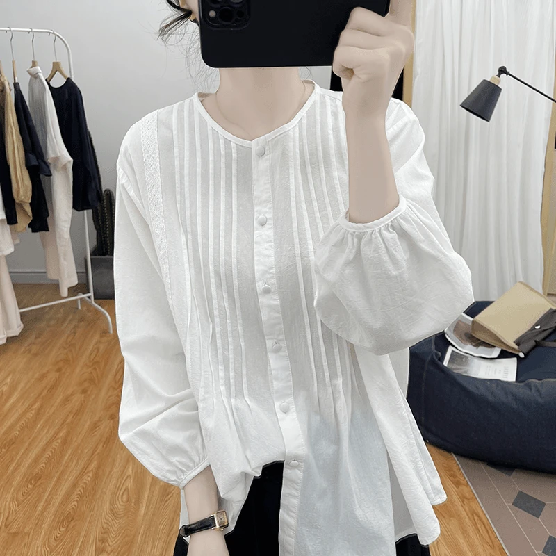 长袖衬衫女2025春秋新款漂亮小衫胖妹妹设计感小众上衣高级感衬衣