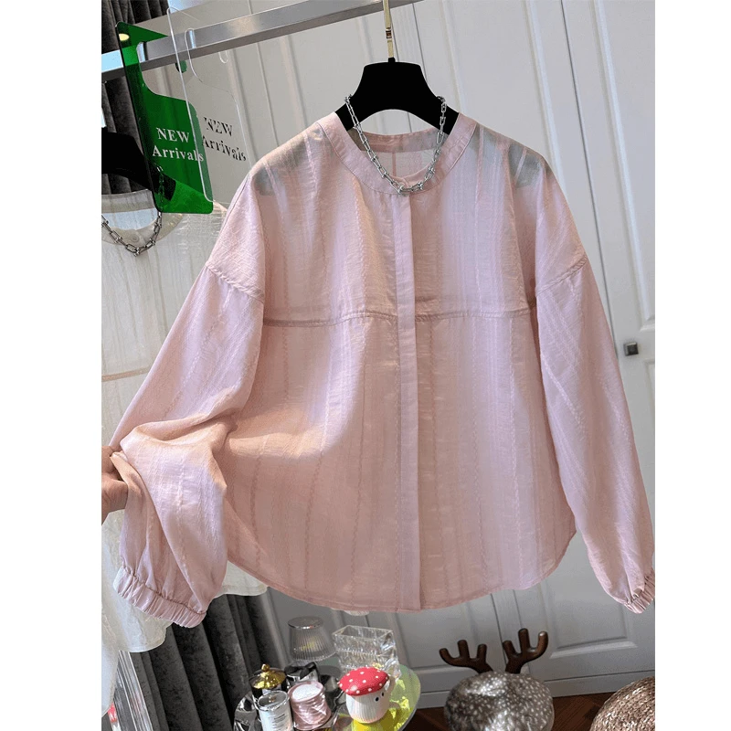 长袖衬衫女2025年春秋新款小衫胖妹妹宽松设计感小众法式上衣衬衣
