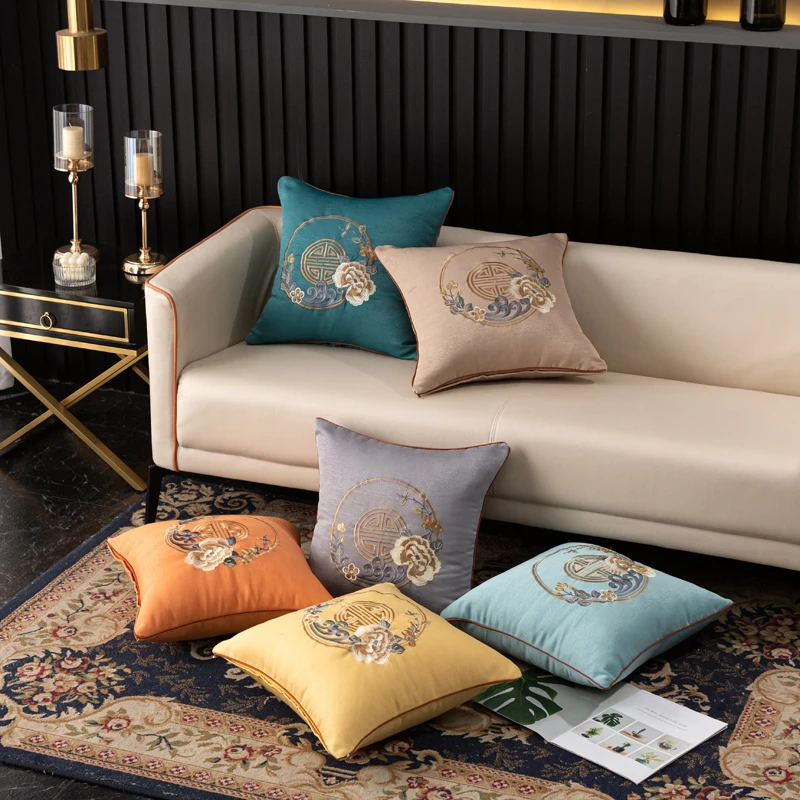 【凤凰牡丹】新中式抱枕套刺绣客厅沙发靠垫床头大号红木中国风靠枕