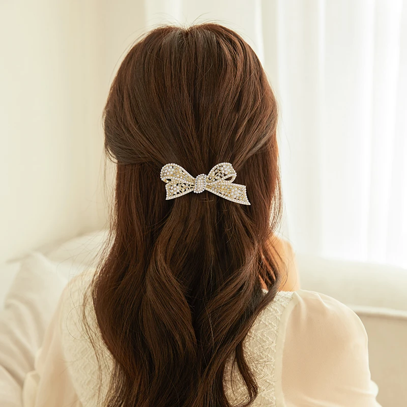 ale金色礼结珍珠闪钻发夹发饰头饰成人发卡4140764