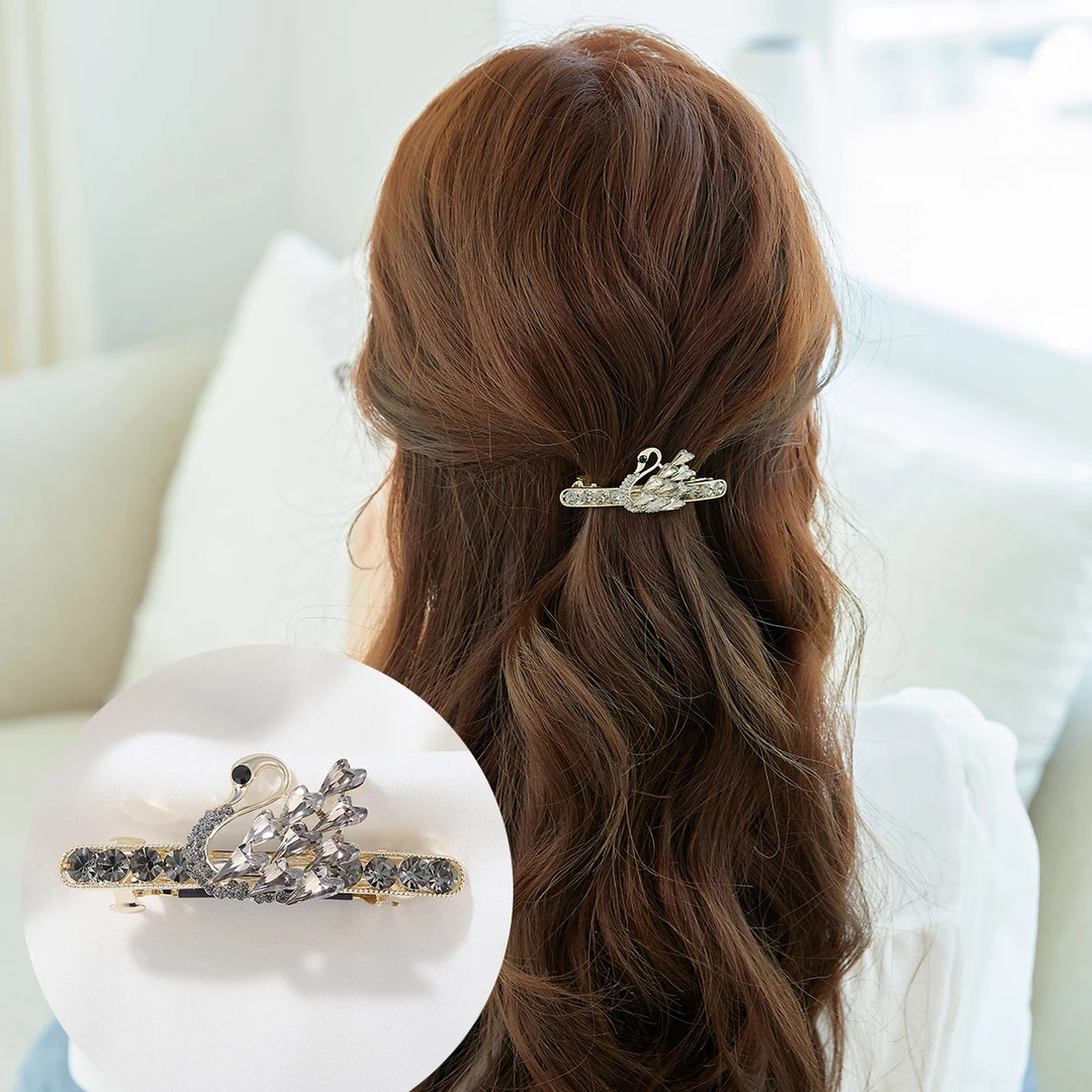 ale发饰头饰 灰色 天鹅水钻发夹网红镶钻4120193