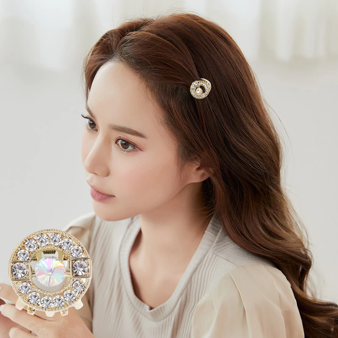 ABB发饰头饰 白色 圆形镂空水钻小发抓小香风复古4120661