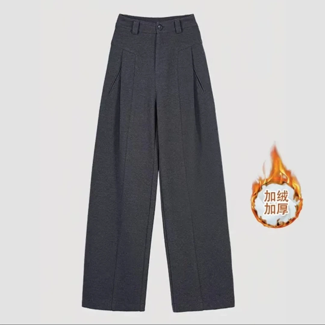 时尚百搭加厚秋冬款阔腿裤~遮肉显瘦休闲裤宽松女裤子1415