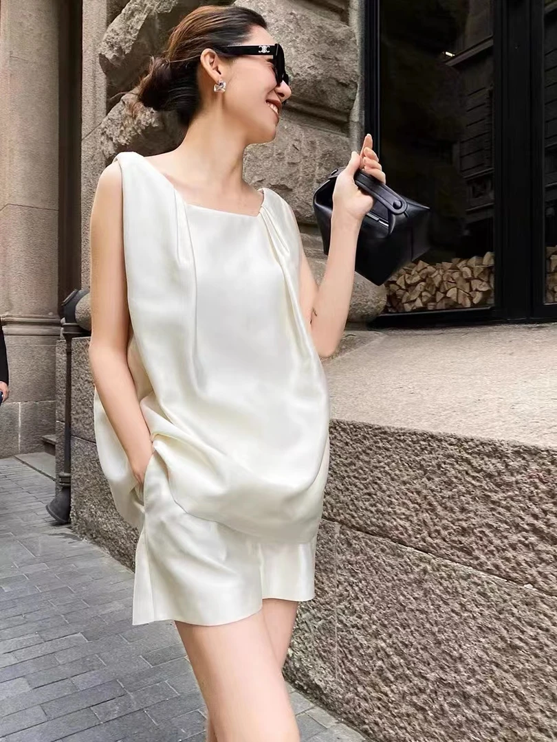 夏季吊带背心短裤时尚休闲简约舒适纯色气质套装女
