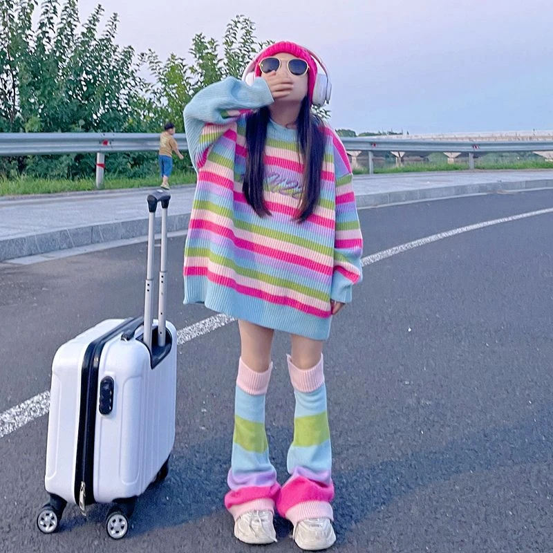 春秋毛衣秋冬装2024新款洋气大童多巴胺穿搭秋款儿童慵懒风针织衫