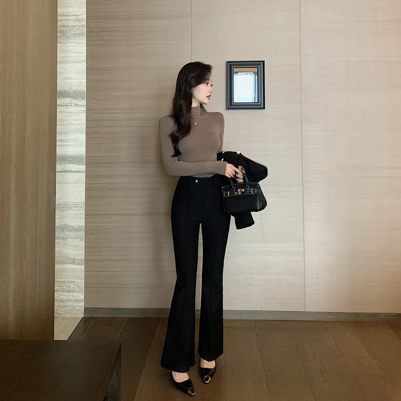 林关关  前中褶条收窄视线 显瘦微喇休闲裤长裤G30156