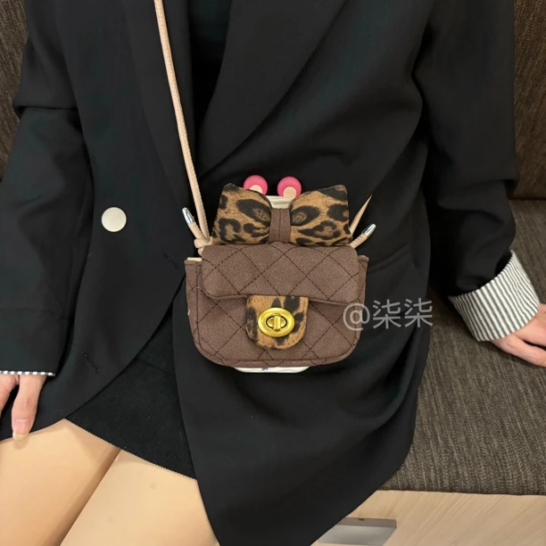 【零钱包-不含壳】豹纹蝴蝶结手机背夹时尚潮流通用型号