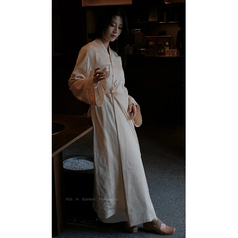 泊风ozen【一缕烟梅】设计师原创中式裙子腊梅提花长袍