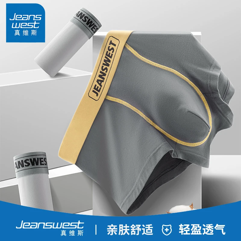 Jeanswest/真维斯纯棉内裤2023年秋冬新款男士平角裤舒适底裤-LY