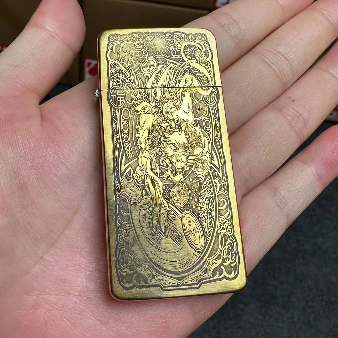 原铜貔貅煤油打火机窄机（需自行加油）z