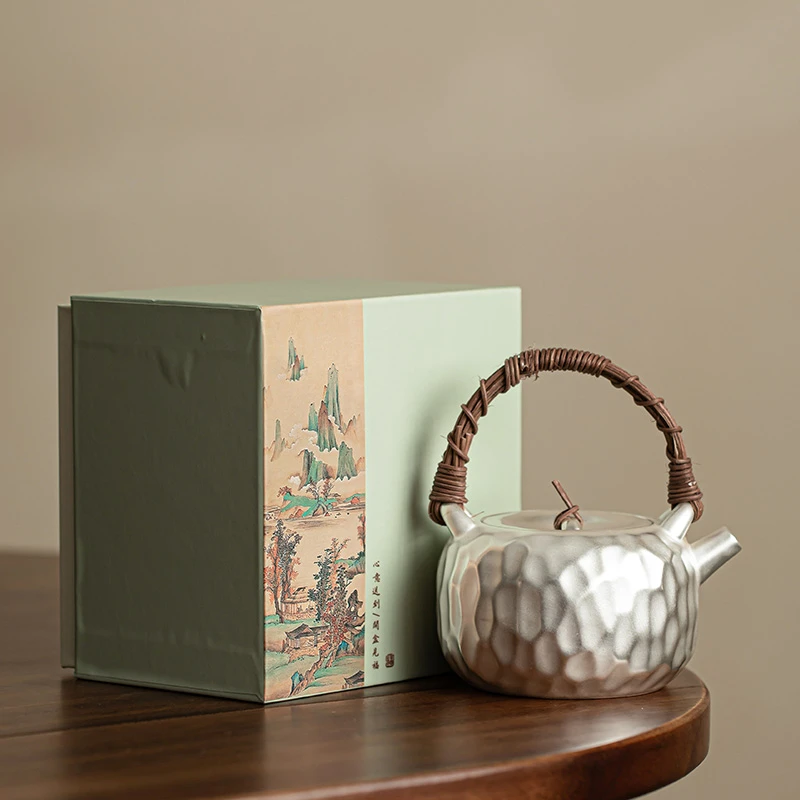 陶羽 足银鎏银提梁壶泡茶壶养生泡茶器煮茶小壶茶具泡茶专用