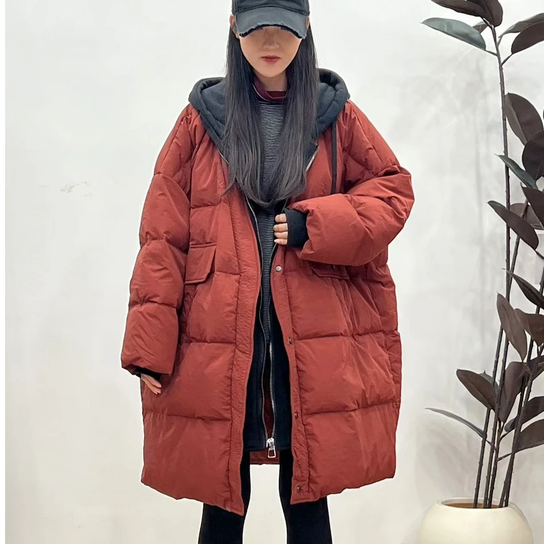 8866欧货冬季新款时尚百搭韩版欧货大版假两件羽绒服