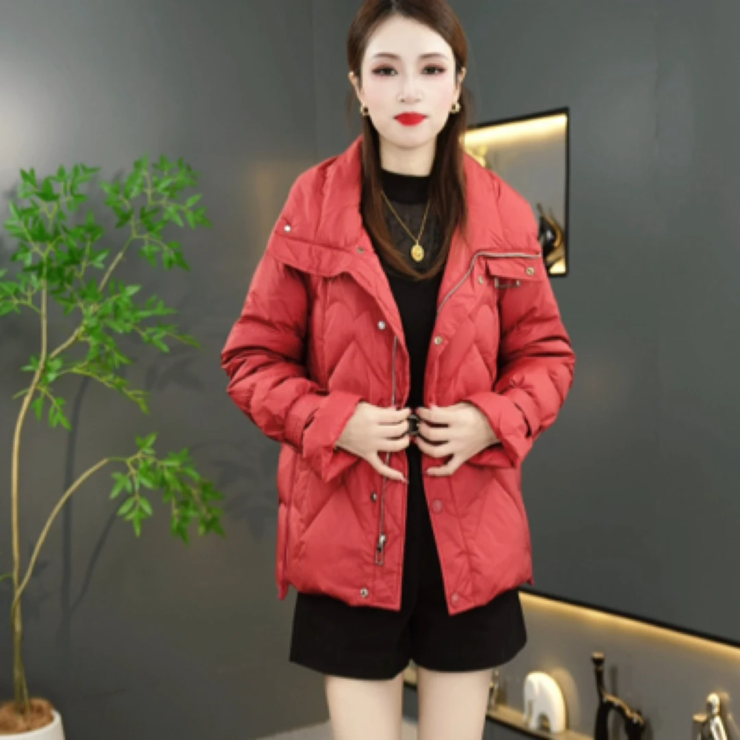 891白鸭绒女立领轻薄小个子妈妈冬装短款保暖外