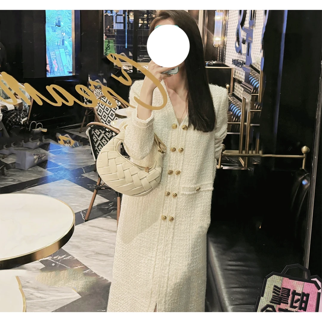 又见海瑟薇高定进口羊毛小香风休闲连衣裙宽松连衣裙女装连衣裙