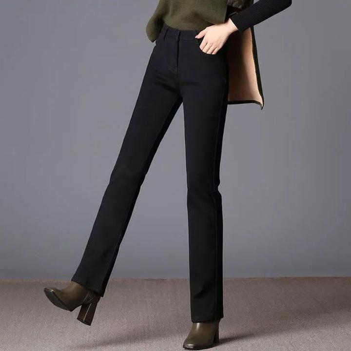 秋季黑色正品新款牛仔裤女新设高腰宽松显瘦弹力中年百搭直筒长裤