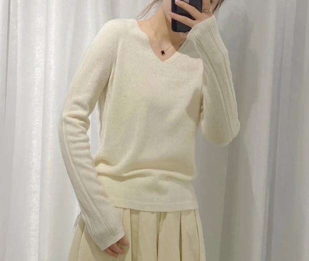 SA2185新款时尚宽松V领纯色套头百搭长袖打底衫羊毛衫毛衣