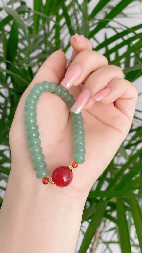 东陵玉手串本命年必选款手串玛瑙散珠单圈轻奢百搭红玛瑙手串