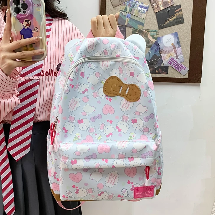 hellokitty小清新包包甜美少女可爱蝴蝶结书包大容量百搭双肩背包